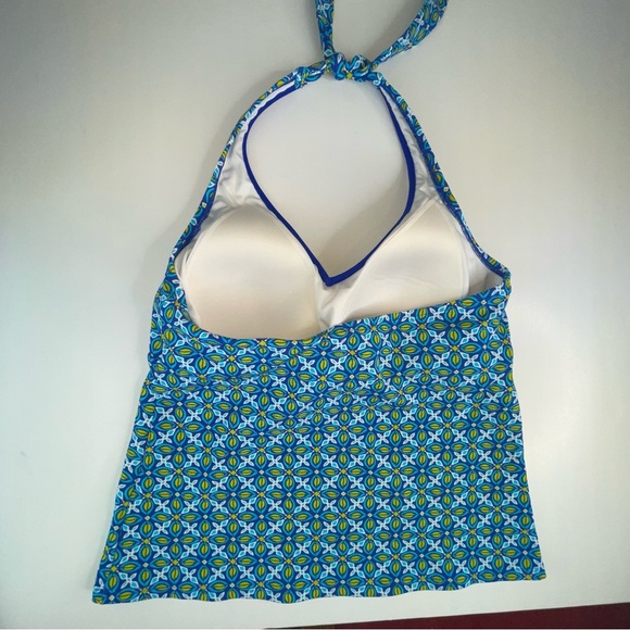 Lands’End Flora Tankini Daisy Batik Halter Swim Top V Neck - Picture 8 of 12